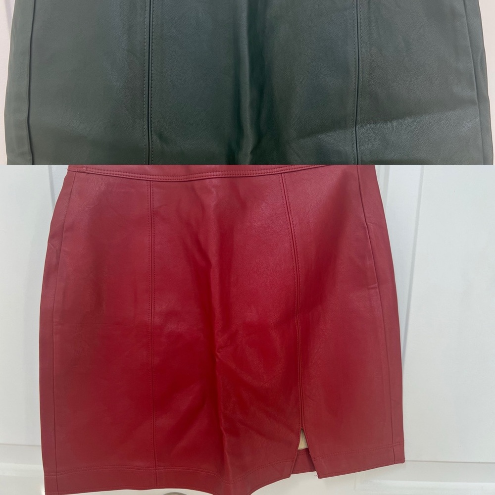 2 Faux Leather Mini Skirts